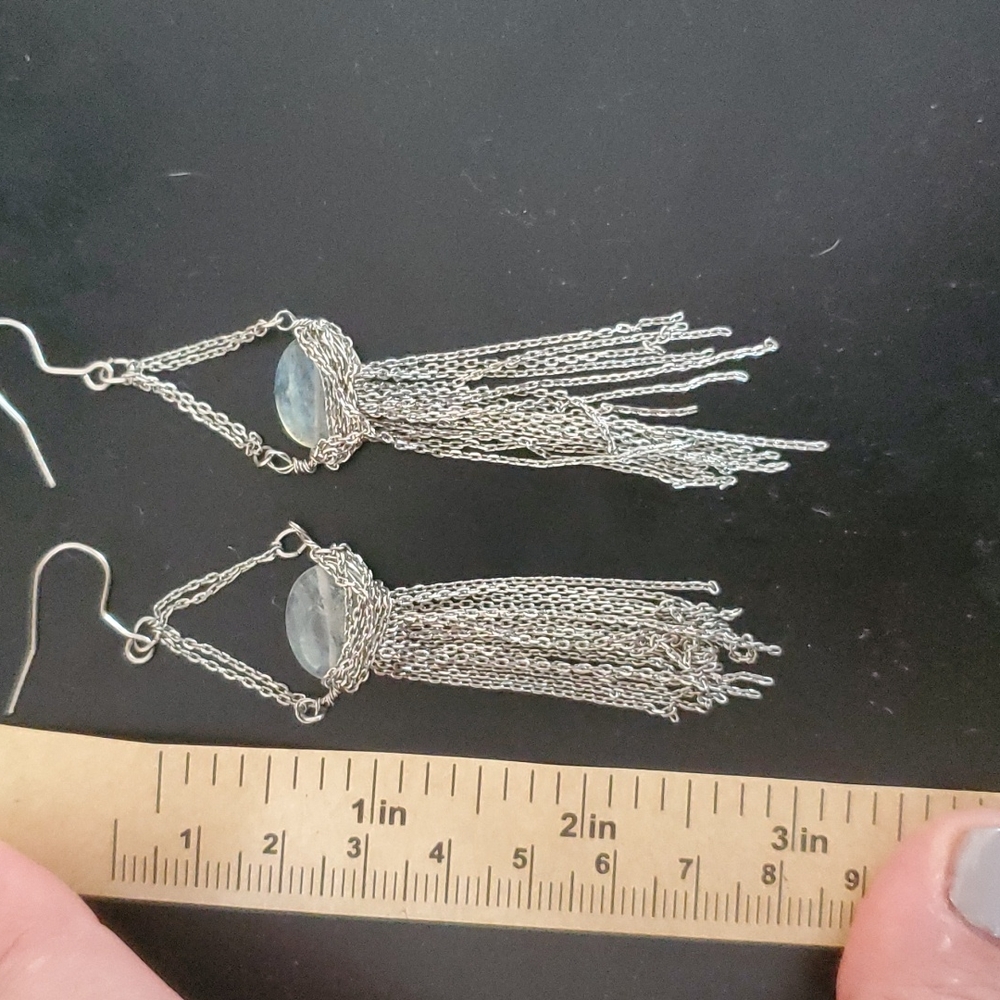 Silver Chain Dangle Earring - Picture 2 of 3